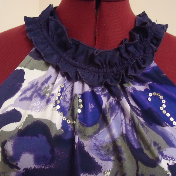 Suzy Shier Small Purple Yoke Neckline Mini Dress - Picture 2 of 7